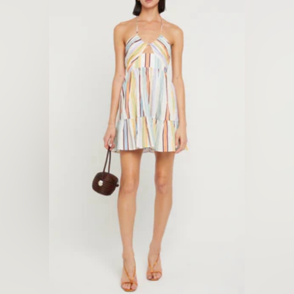 Colorful Striped Halter Mini Dress